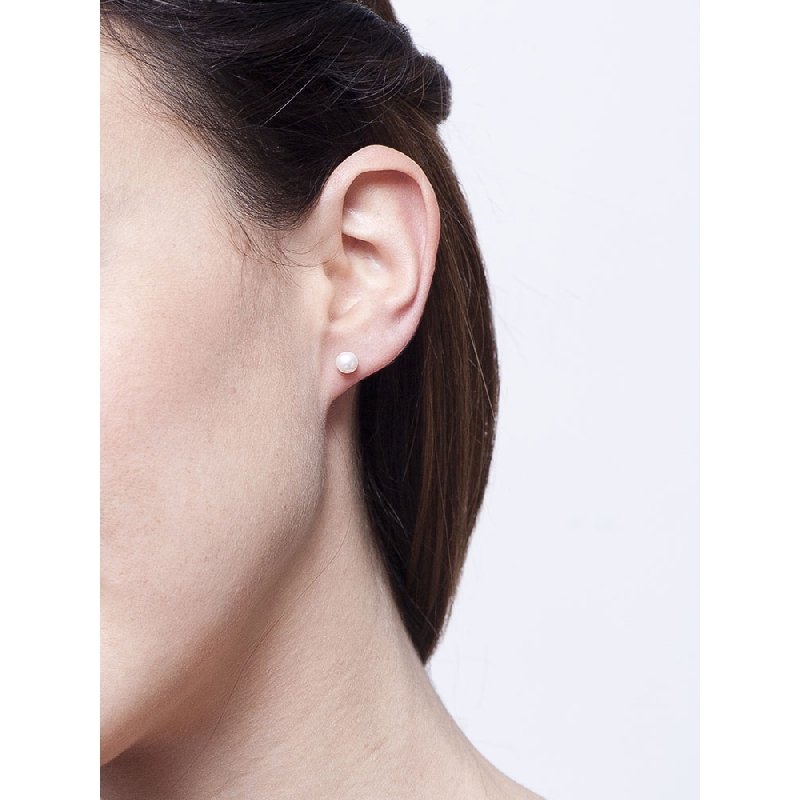 Boucles d’oreilles en or blanc 18k avec perle naturelle cultivée