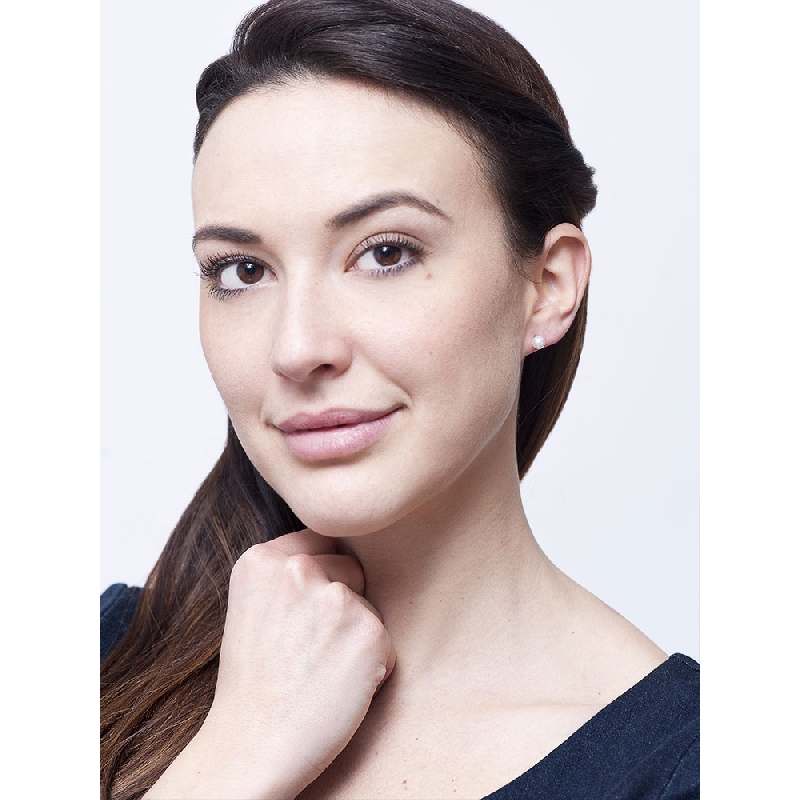 Boucles d’oreilles Or Blanc 18k avec perle cultivée 5,5 mm