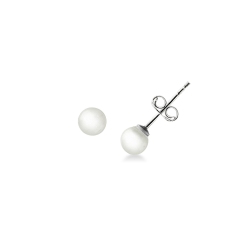 Boucles d’oreilles Or Blanc 18k avec perle cultivée 5,5 mm