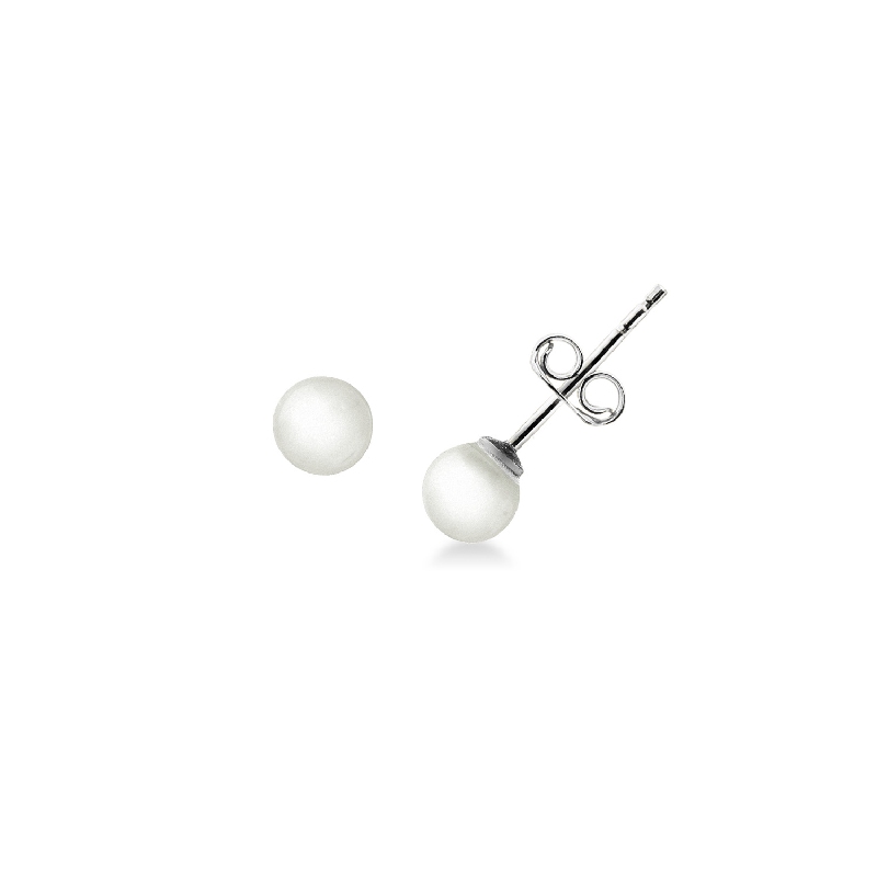 Boucles d’oreilles Or Blanc 18k avec perle cultivée 5,5 mm