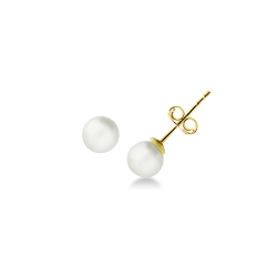 Boucles d’oreilles puces en or jaune 18 carats avec perles