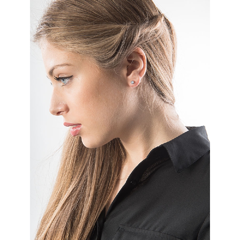 Boucles d'oreilles or blanc 18k et diamants  Boucles d'oreilles or blanc 18k et diamants