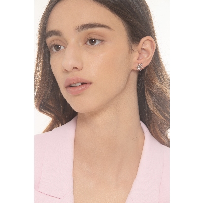 Boucles d’oreilles fleur en or blanc 18k en diamants