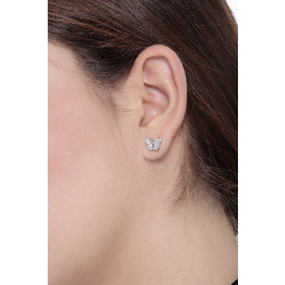 Boucles d’oreilles papillon en or blanc 18k avec pavé de diamants