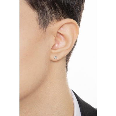 Mono boucle d'oreille en or blanc 18 carats avec diamant, 0,15 ct