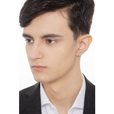 Mono boucle d oreille mono à six griffes en or blanc 18k 