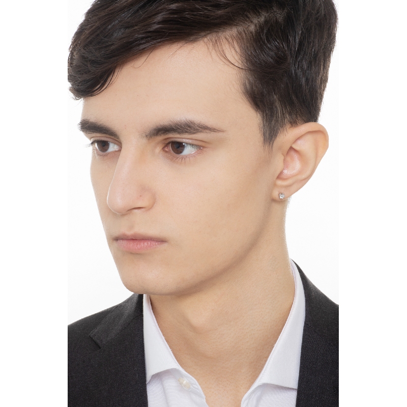 Mono boucle d'oreille à six griffes en or blanc 18k  Mono boucle d'oreille à six griffes en or blanc 18k