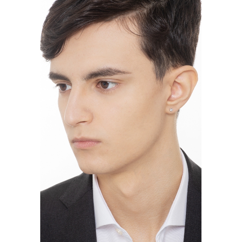 Mono boucle d oreille avec diamant et or blanc 18k