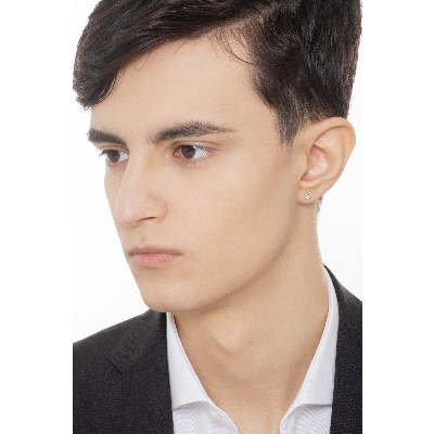 Mono boucle d oreille mono avec diamant et or blanc 18k