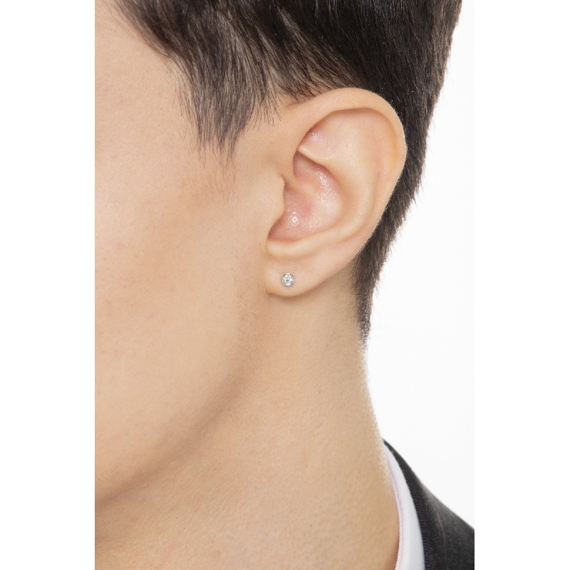 Mono boucle d oreille mono avec diamant et or blanc 18k Mono boucle d oreille mono avec diamant et or blanc 18k