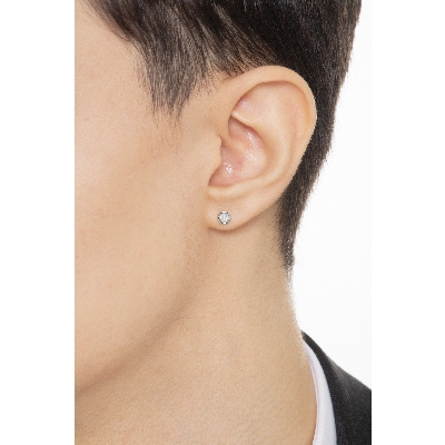 Boucle d'oreille individuelle en or blanc 18 carats avec diamants