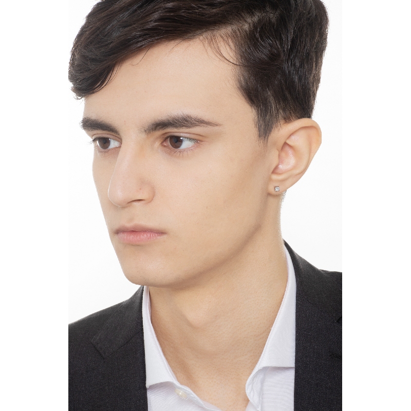 Boucle d'oreille individuelle or blanc 750 diamant homme Boucle d'oreille individuelle or blanc 750 diamant homme