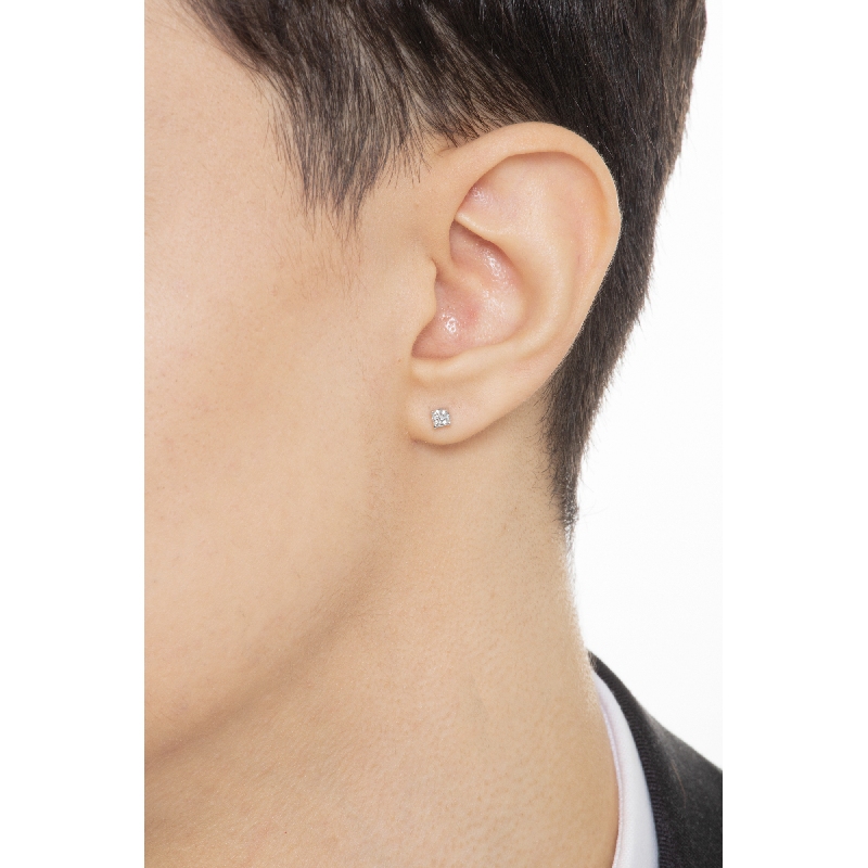 Boucle d'oreille individuelle or blanc 750 diamant homme Boucle d'oreille individuelle or blanc 750 diamant homme