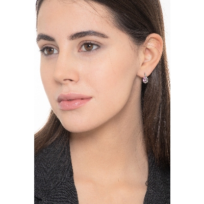 Boucles d'oreilles en or 18k avec saphirs roses