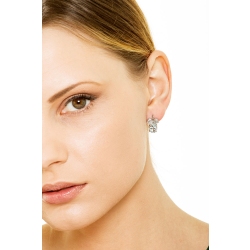 Boucles d’oreilles feuille en or blanc 750 avec aigue-marine et diamants 2