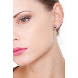 Boucles d'oreilles en or blanc 18k avec diamants et saphirs bleus 2