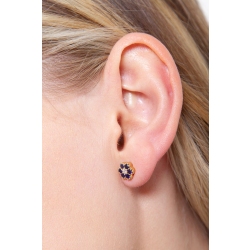 Boucles d’oreilles en or jaune avec diamants et saphirs bleus 2