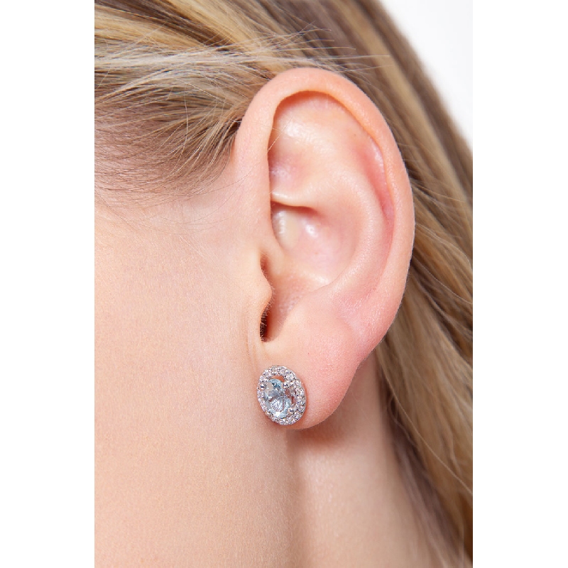 Boucles d’oreilles en or blanc 18K avec aigue-marines et diamants