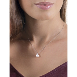 Collier en or blanc 18k avec perle et diamant 2