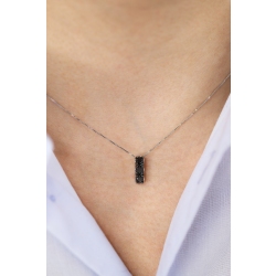 Collier en or blanc 18 carats avec pendentif trilogy en diamants noirs, 50 cm. 2