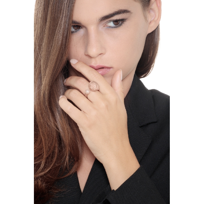 Bague carlin chien or rose 750 y diamantes