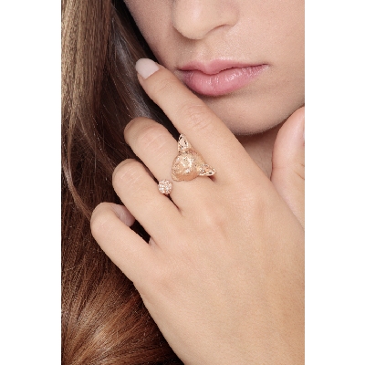 Bague chihuahua en or rose 18k avec diamants