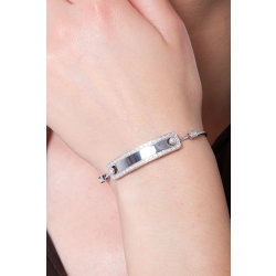 Bracelet Or Blanc 18k avec plaque et diamants sertis 2