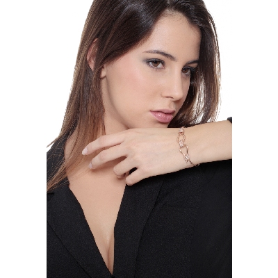 Bracelet rigide Or Rose 18k avec nœuds en diamants