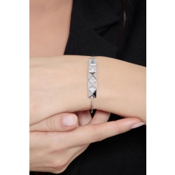 Bracelet avec plaque et clous Or Blanc 18k avec diamants 2