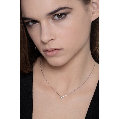 Collier or blanc 18k diamant 0,15 ct