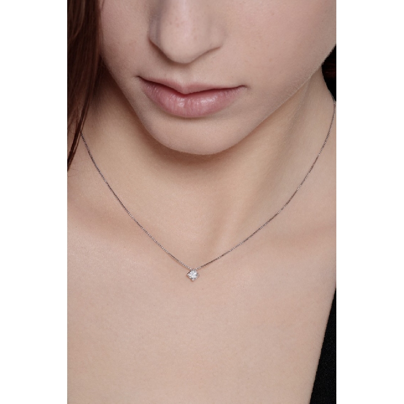 Collier or blanc 18k diamant 0,15 ct