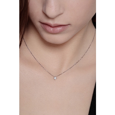 Collier or blanc 18k diamant 0,15 ct