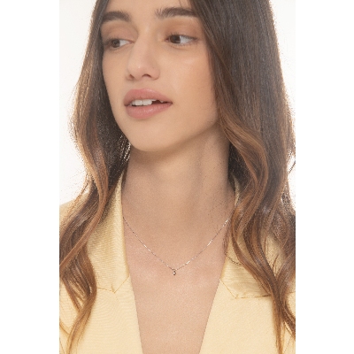 Collier or blanc 18K avec diamant brillant