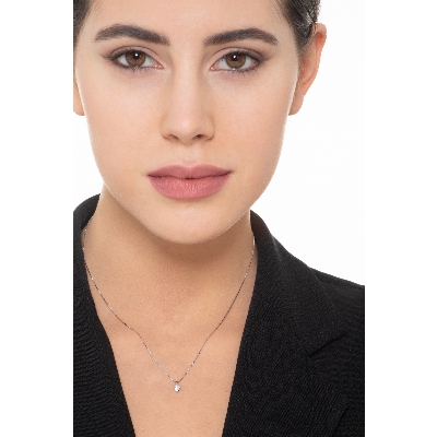 Collier point de lumière or blanc 18k diamant