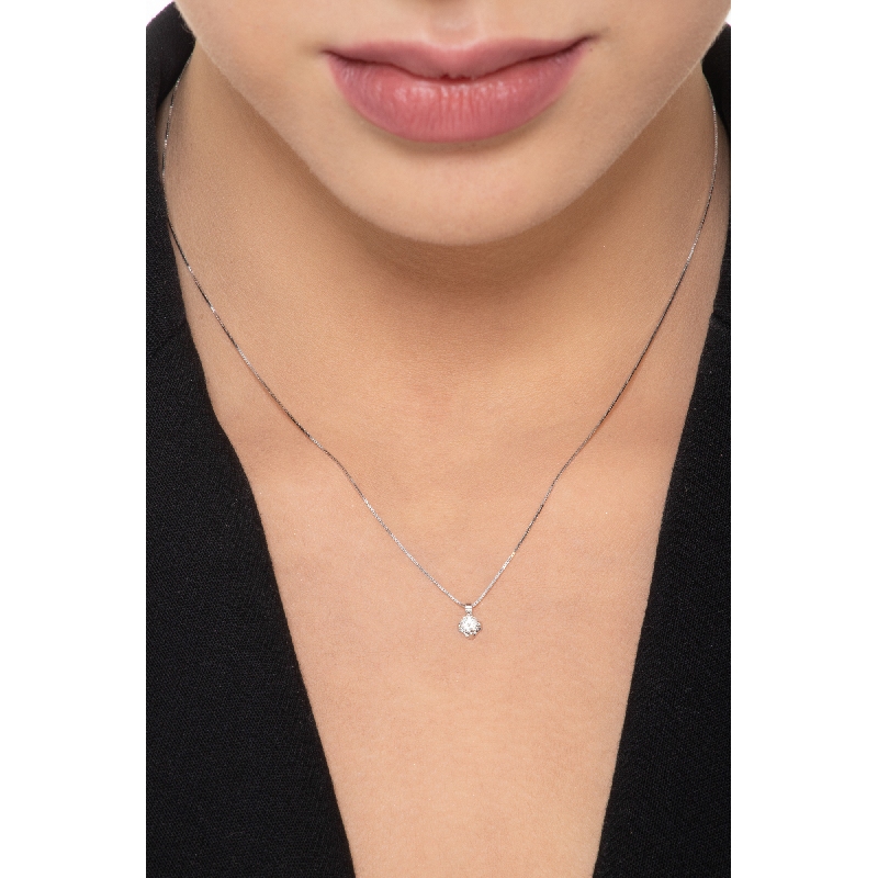 Collier point de lumière or blanc 18k diamant