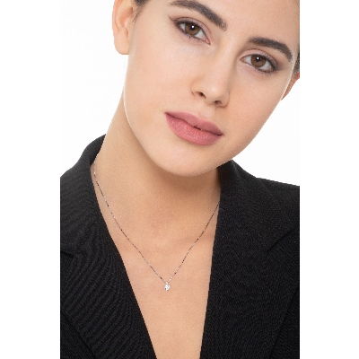 Collier en or blanc 18k avec brillant 0,20 ct