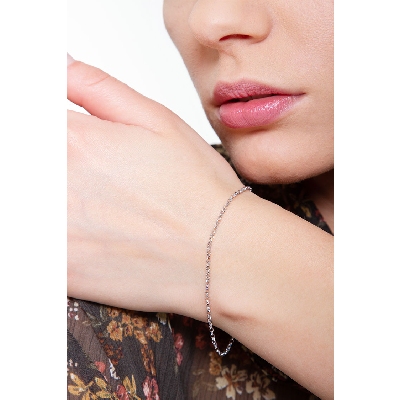 Bracelet chaîne légère en or blanc 18 carats