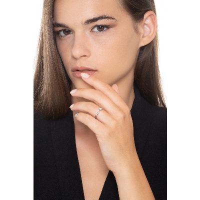 Bague Diamant Solitaire en Or Blanc 18k ct. 0,15