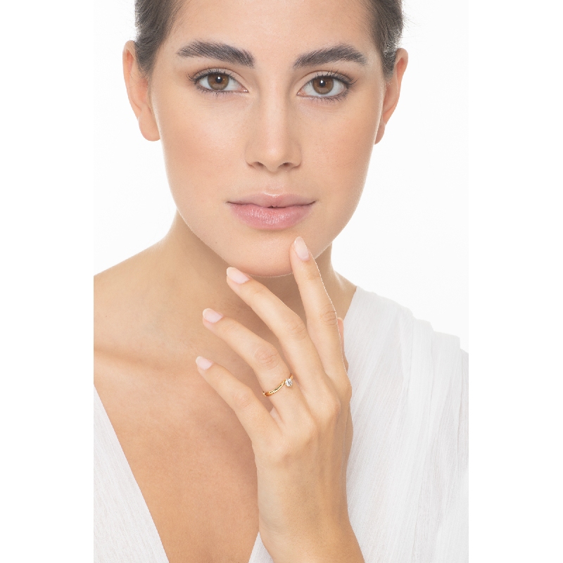 Bague Classique en Or Jaune 18k avec Diamant ct. 0,30