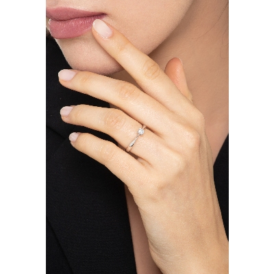 Bague Solitaire Diamant 0,25 ct en Or Blanc 18k
