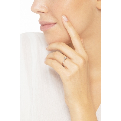 Bague Solitaire en Or Blanc 18k avec Diamant Brillant 0,30 ct