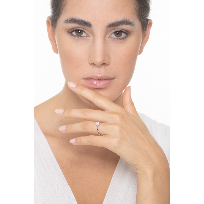 Bague brillante 0,50 ct or blanc 18k