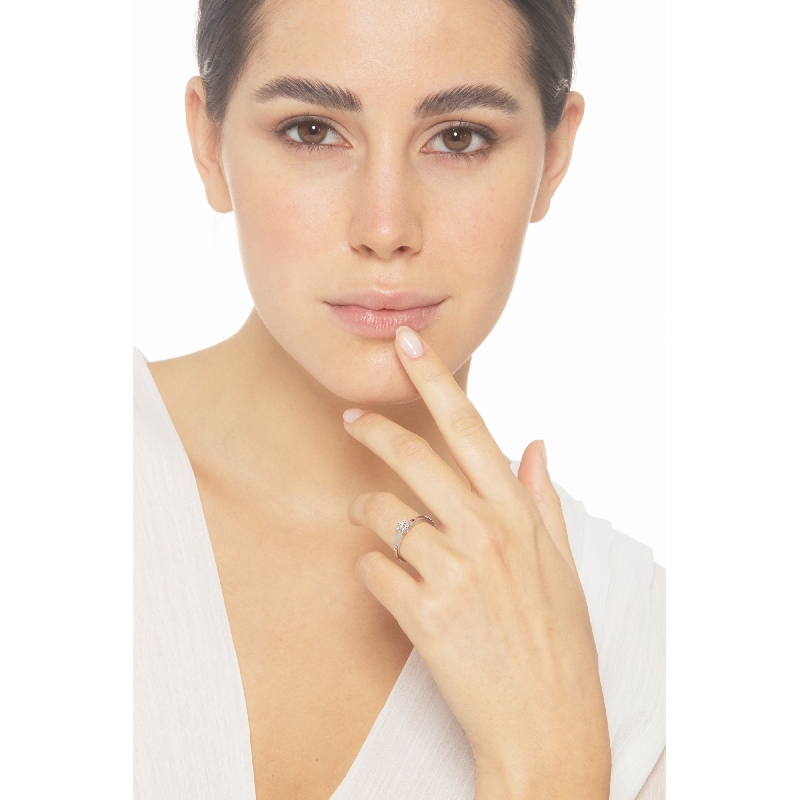 Bague solitaire diamant 0,50 ct or blanc 18k