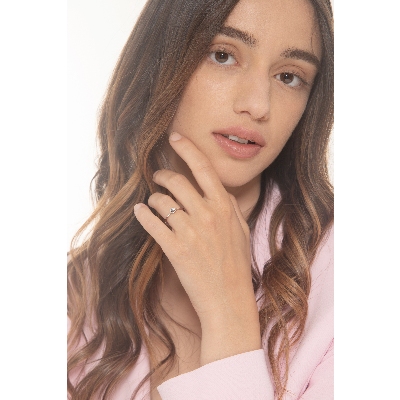 Bague solitaire diamant et or blanc 18k ,  ct. 0,15