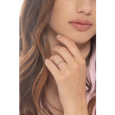 Bague solitaire diamant et or blanc 18k ,  ct. 0,15