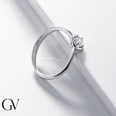 Bague solitaire or blanc 18k cœur brillante ct. 0,20