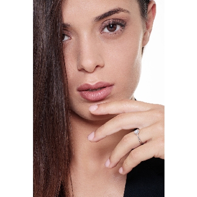 Bague solitaire or blanc 18k cœur brillante ct. 0,20