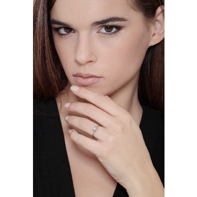 Bague solitaire moderne or blanc 18k diamant 0.50ct taille brillante