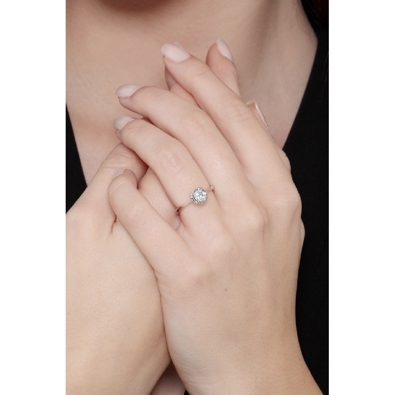 Bague solitaire moderne or blanc 18k diamant 0.50ct taille brillante