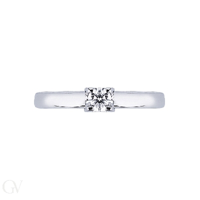 Bague solitaire or blanc 18k avec diamant 0,10 ct